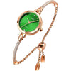 Tonnier Watches Women Analog Quartz Watch Mosaic with Diamonds Bracelet Dress Watch for Female Waterproof Wristwatch with Rose Gold Bracelet - Green