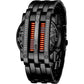 Binary Matrix Blue LED Digital Watch Mens Classic Creative Fashion Black Plated Wrist Watches
