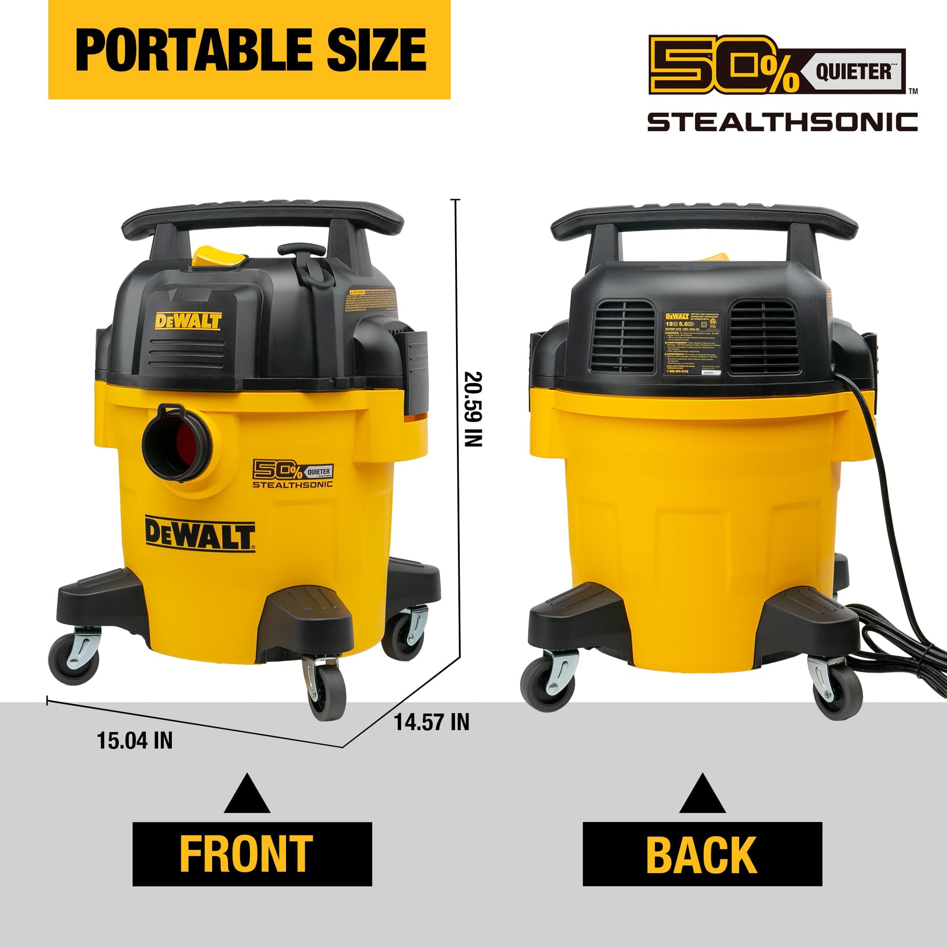 Buy now DEWALT Shop Vacuum 5-Gallon 4 HP STEALTHSONIC Wet/Dry Vacuum Cleaner DXV05P-QTB with 6 Dust Bags Ultra Quiet Poly Shop Vacuum with Powerful Suction for Garage, Jobsite, and Workshop at indiglob india