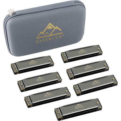 EastRock Blues Harmonica 24 Hole C Key with Case, Mouth Organ Harp, Diatonic Harmonica for Beginner, Adult, Kids, Professional, Students, Friends, Gifts