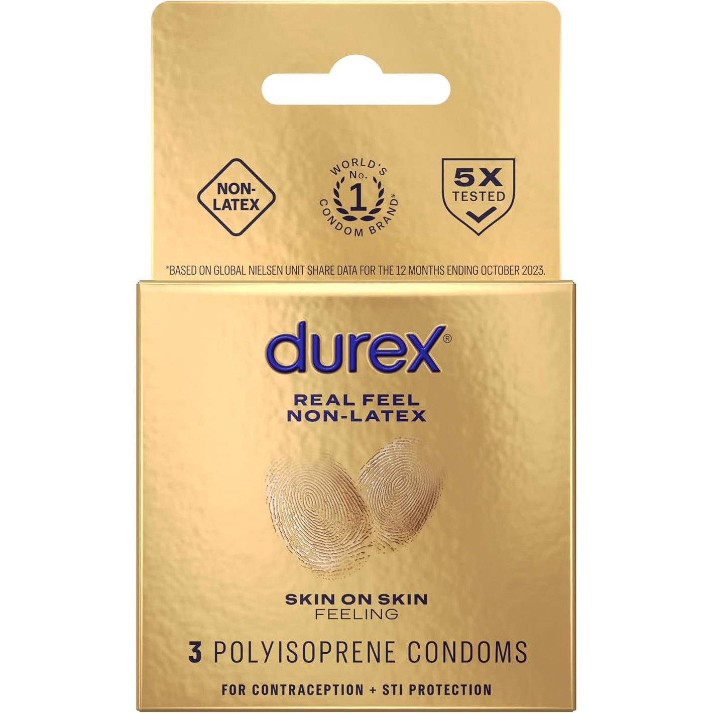 Durex Condom Real Feel Non Latex Condoms, 3 Count