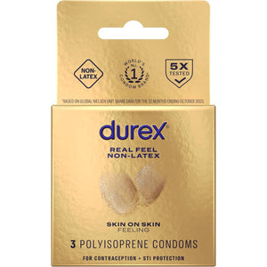 Durex Condom Real Feel Non Latex Condoms, 3 Count