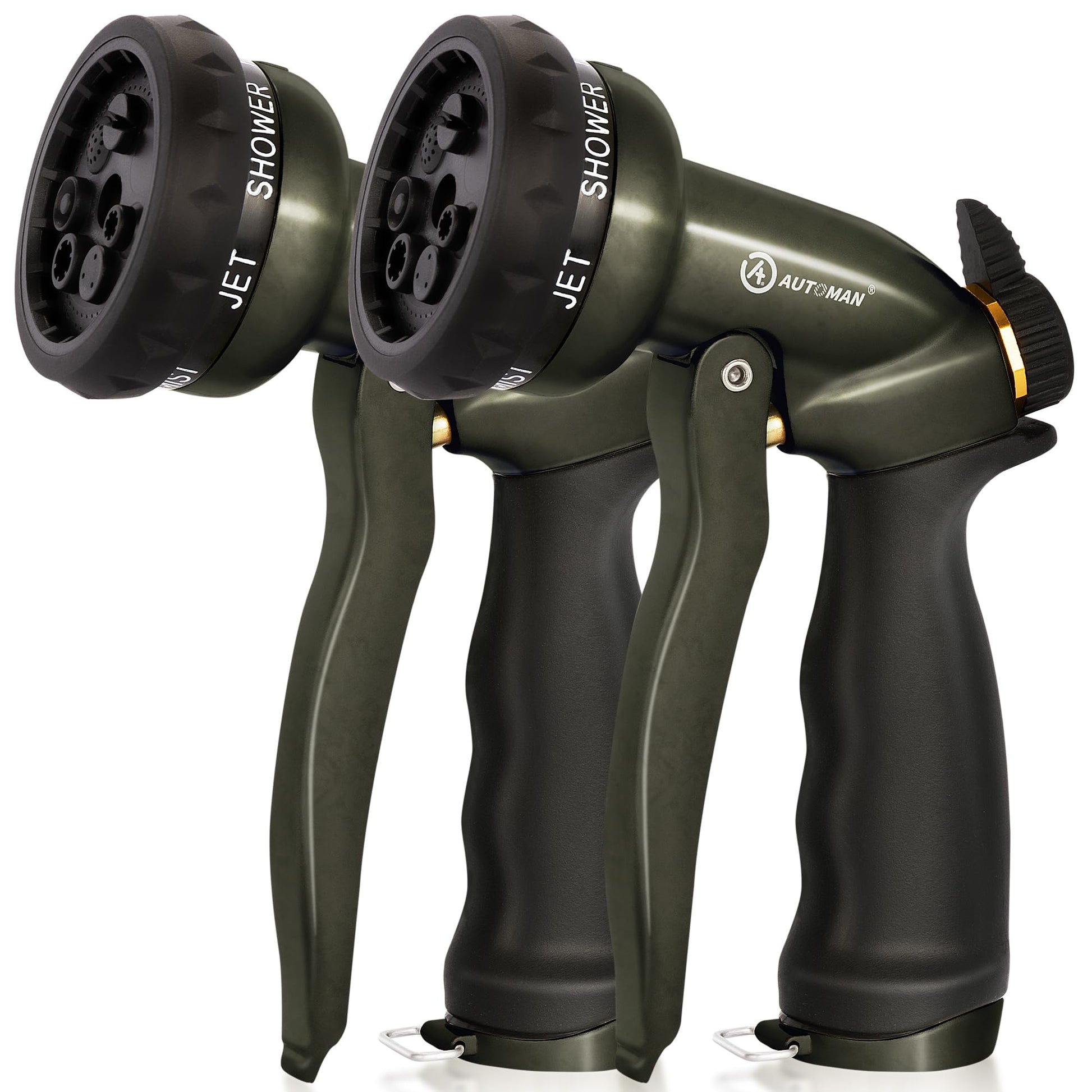Buy now AUTOMAN-Garden-Hose-Nozzle, ABS Water Spray Nozzle with 7 Adjustable Watering Patterns, Slip Resistant for Watering Plants, Lawn& Garden, Washing Cars, Cleaning, Showering Pets & Outdoor Fun. Metalic Olive×2 at indiglob india