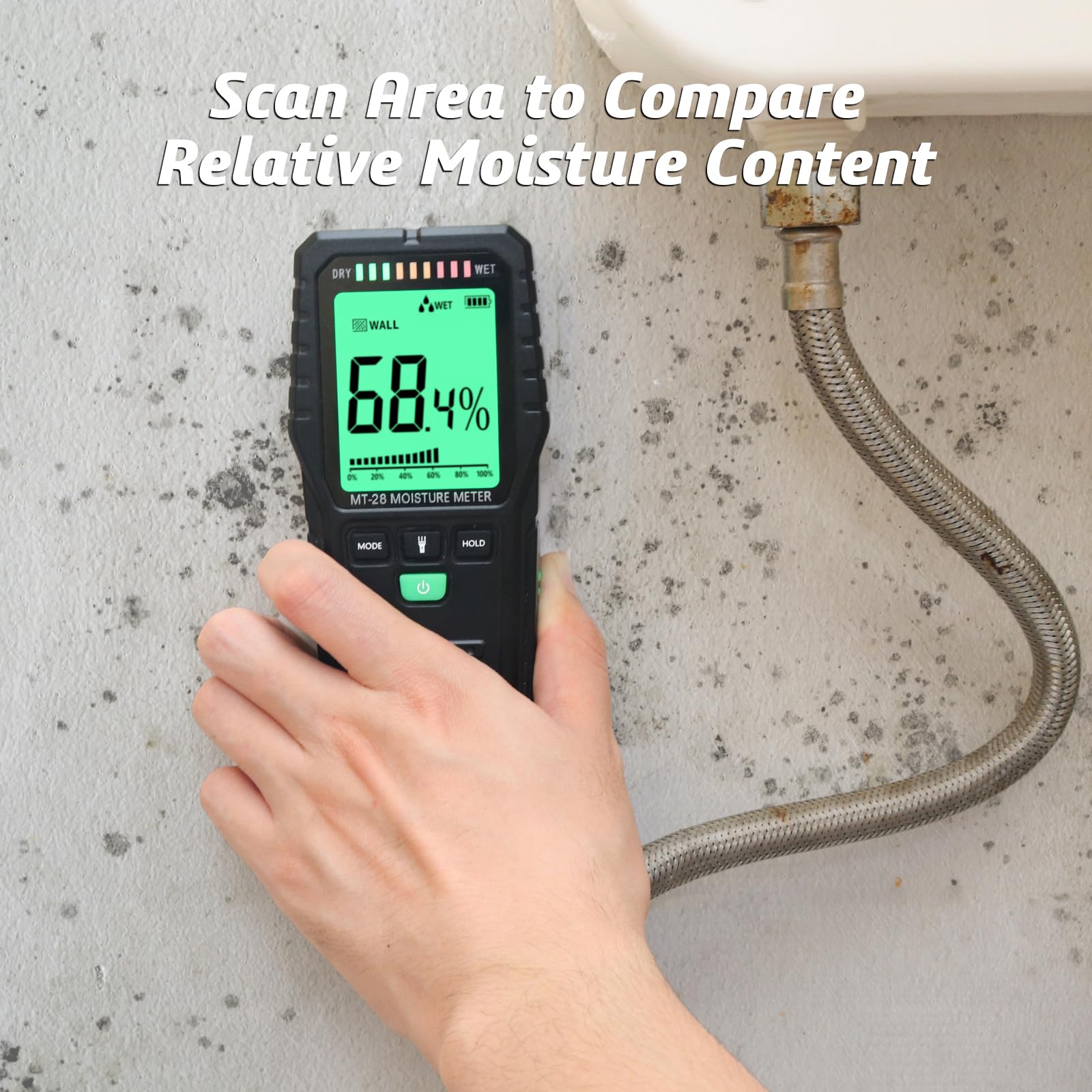 Buy now Pinless Moisture Meter for Wood Concrete – Digital Moisture Tester with 3-Color LCD Display, Audible Alarm & HOLD Function – Ideal for Firewood, Lumber, Home Inspections (Green) at indiglob india
