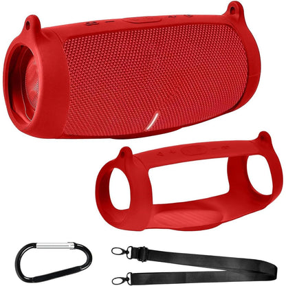 Silicone Case Cover for JBL Charge 5 Portable Bluetooth Speaker, Travel Gel Soft Skin,Waterproof Rubber Carrying Pouch with Strap (Black)