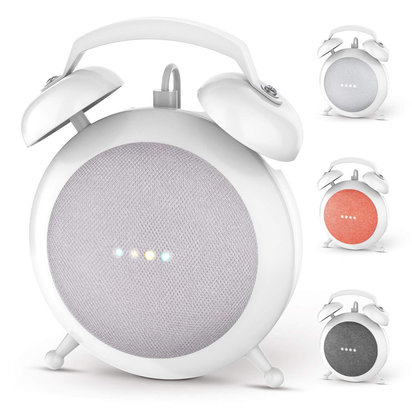 Buy now Google Home Mini Stand Holder, Retro Alarm Clock Stand Mount Base Protective Case Compatible with Google Home Mini and Nest Mini (White) at indiglob india