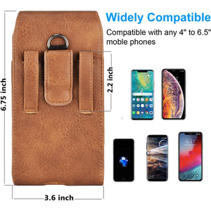 Takfox Phone Holster for Samsung Galaxy S25 Ultra S24 Plus S23 S22 S21 S20 FE 5G S10 A17 A16 A15 A14 A13 A35 A26 A36 A56 A51 A71 5G, Note 20 J7 J3 Leather Cell Phone Pouch Belt Clip Holder Case,Brown