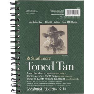 Strathmore 400 Series Sketch Pad, Toned Tan, 5.5x8.5 inch, 50 Sheets - Artist Sketchbook for Drawing, Illustration, Art Class Students