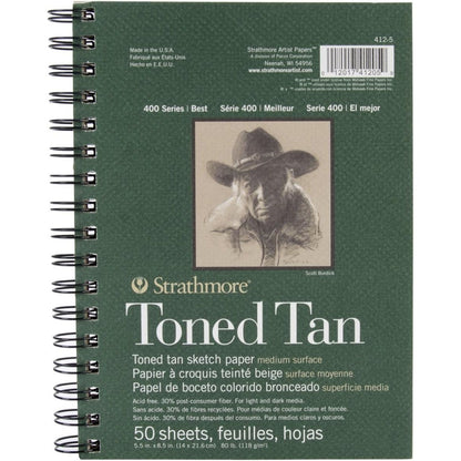 Strathmore 400 Series Sketch Pad, Toned Tan, 5.5x8.5 inch, 50 Sheets - Artist Sketchbook for Drawing, Illustration, Art Class Students