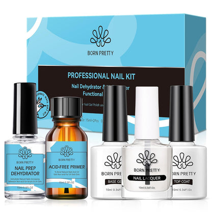 BORN PRETTY Nail Dehydrate and Primer, 15ml HEMA&TPO Free Dehydrator for Acrylic and Gel Nail Polish, Non Acid Primer for U V Gels, No Burn Fast Air Dry Nail Prep Dehydrator Set, 0.5oz