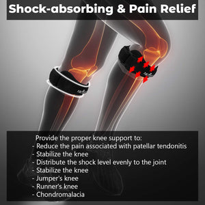 Abco Tech Patella Knee Strap - Knee Pain Relief - Tendon and Knee Support for Running, Hiking, Soccer, Basketball, Volleyball and Exercise - Runners Knee Stabilizer - Adjustable Band (Nylon)