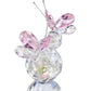 H&D Crystal Flying Butterfly with Crystal Ball Base Figurine Collection Cut Glass Ornament Statue Animal Collectible (Clear)