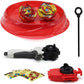 Bey Battle Tops Metal Fusion Burst Turbo Gyro Evolution Set with 4D Launcher Grip and Stadium-Red