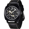 Benyar Automatic Watches for Men | Skeleton Mechanical Leather Strap Mens Watch | 45mm Dial | 30M Waterproof | Men's Stylish Gift - black