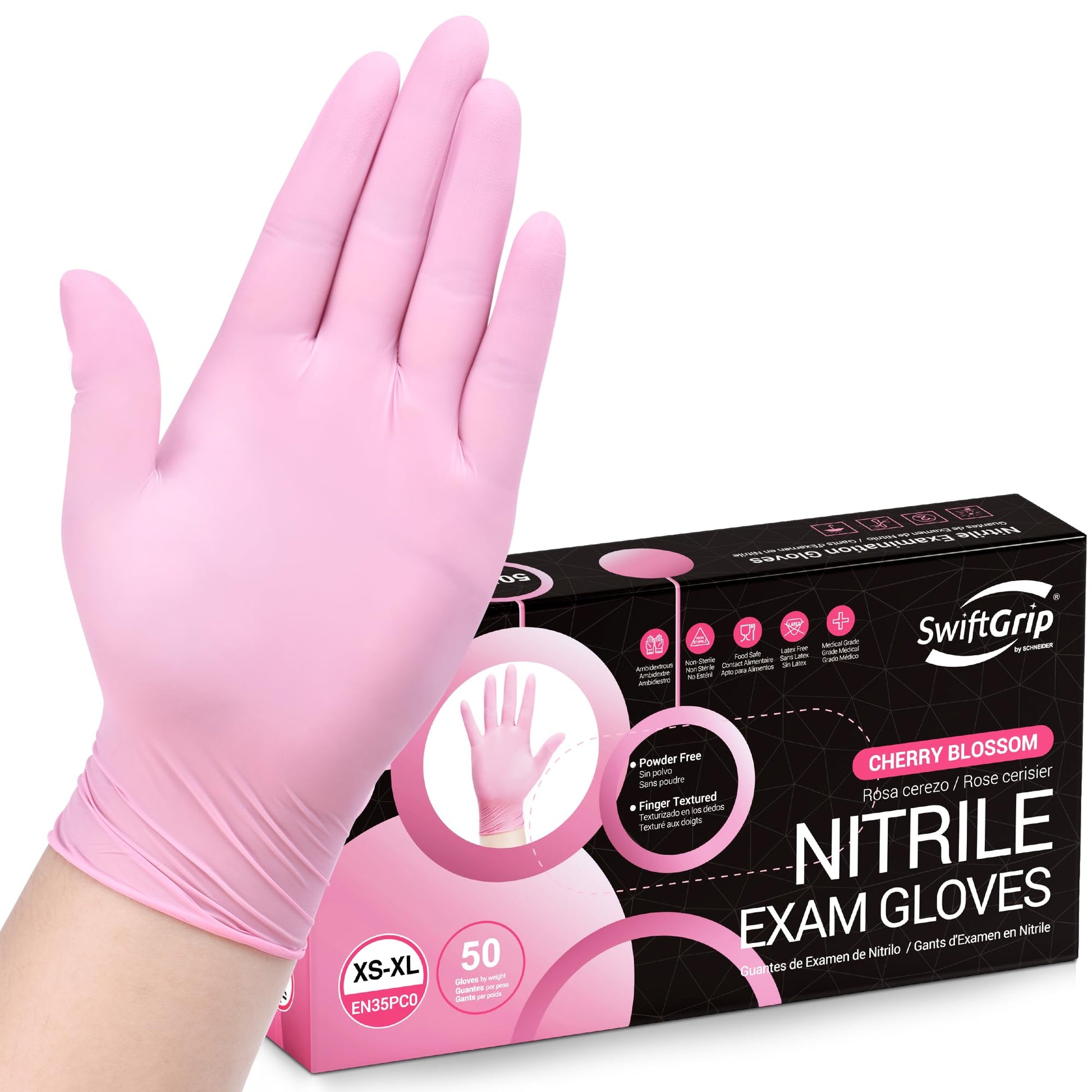 Buy now Pink Nitrile Gloves, 3-mil, Industrial Gloves Disposable Latex Free, for Cleaning & Esthetician, Rubber Powder-Free, 100-ct Box (Small) at indiglob india