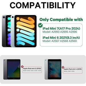 GreenLaw Keyboard Case for iPad mini 7 A17 Pro(2024) & Mini 6 (2021) 8.3", 360° Rotate Case for iPad mini 7th/6th Generation, Touchpad Keyboard with 7 Color Backlit, Type-C Rechargeable, Black