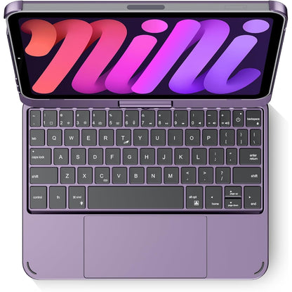 edaiser Swivel Keyboard Case for Apple iPad mini 7th/6th Gen 8.3-inch, Compact Bluetooth Keyboard with RGB Backlit Trackpad - Kids Student Designed, 360° Rotatable Protective Cover, Black