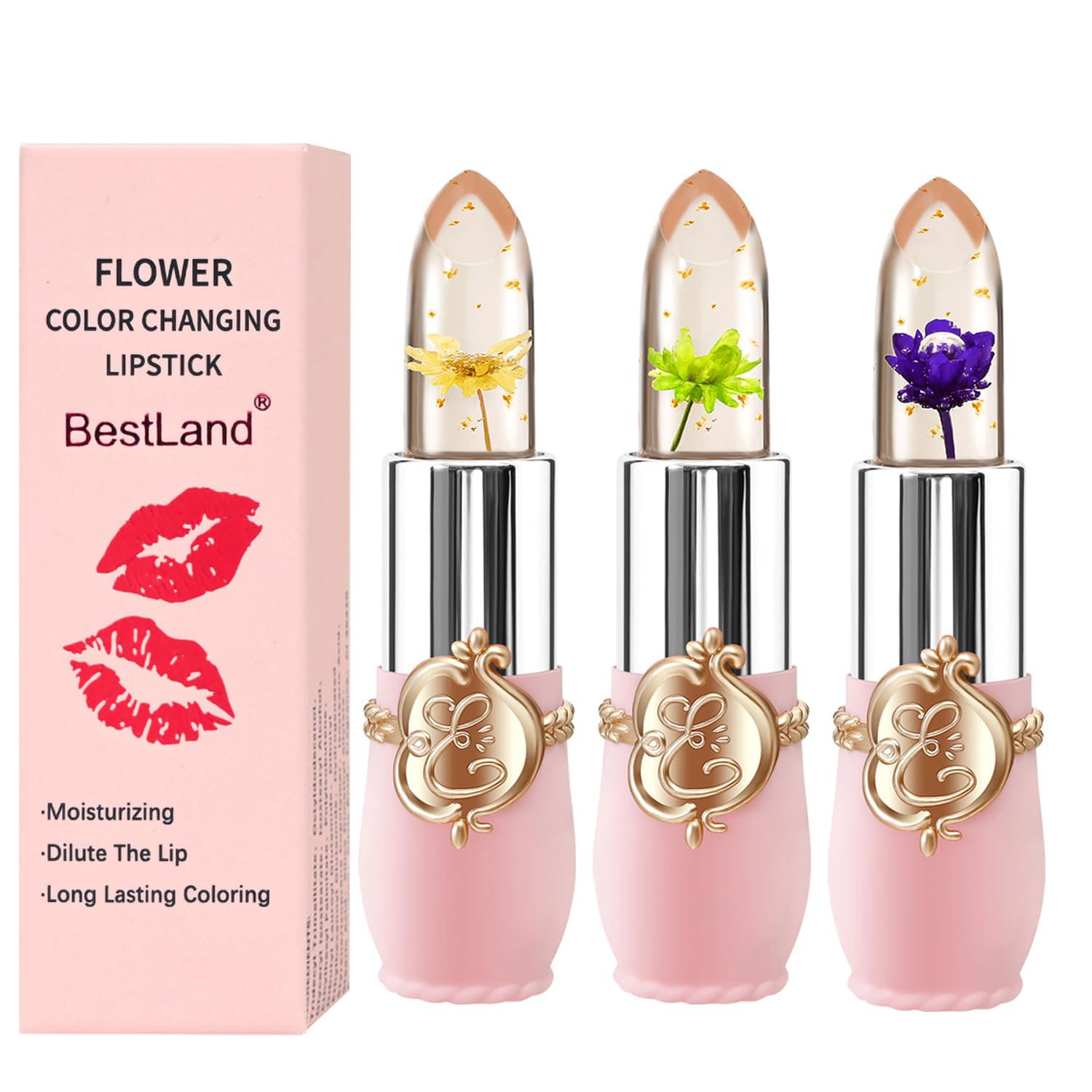 Buy now BestLand 6 Pcs/Set Flower Jelly Lipstick Set Temperature Change Moisturizer Long Lasting Nutritious Balm Magic Color Change Lip Gloss 3 Count (Pack of 1) 3Pcs Flower Jelly Lipstick B at indiglob india