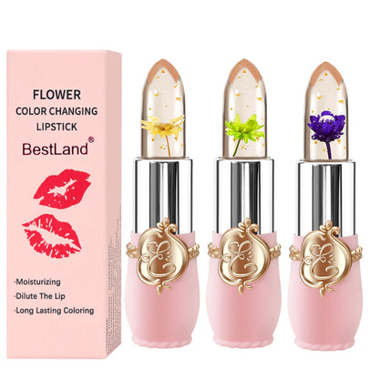 Buy now BestLand 6 Pcs/Set Flower Jelly Lipstick Set Temperature Change Moisturizer Long Lasting Nutritious Balm Magic Color Change Lip Gloss 3 Count (Pack of 1) 3Pcs Flower Jelly Lipstick B at indiglob india