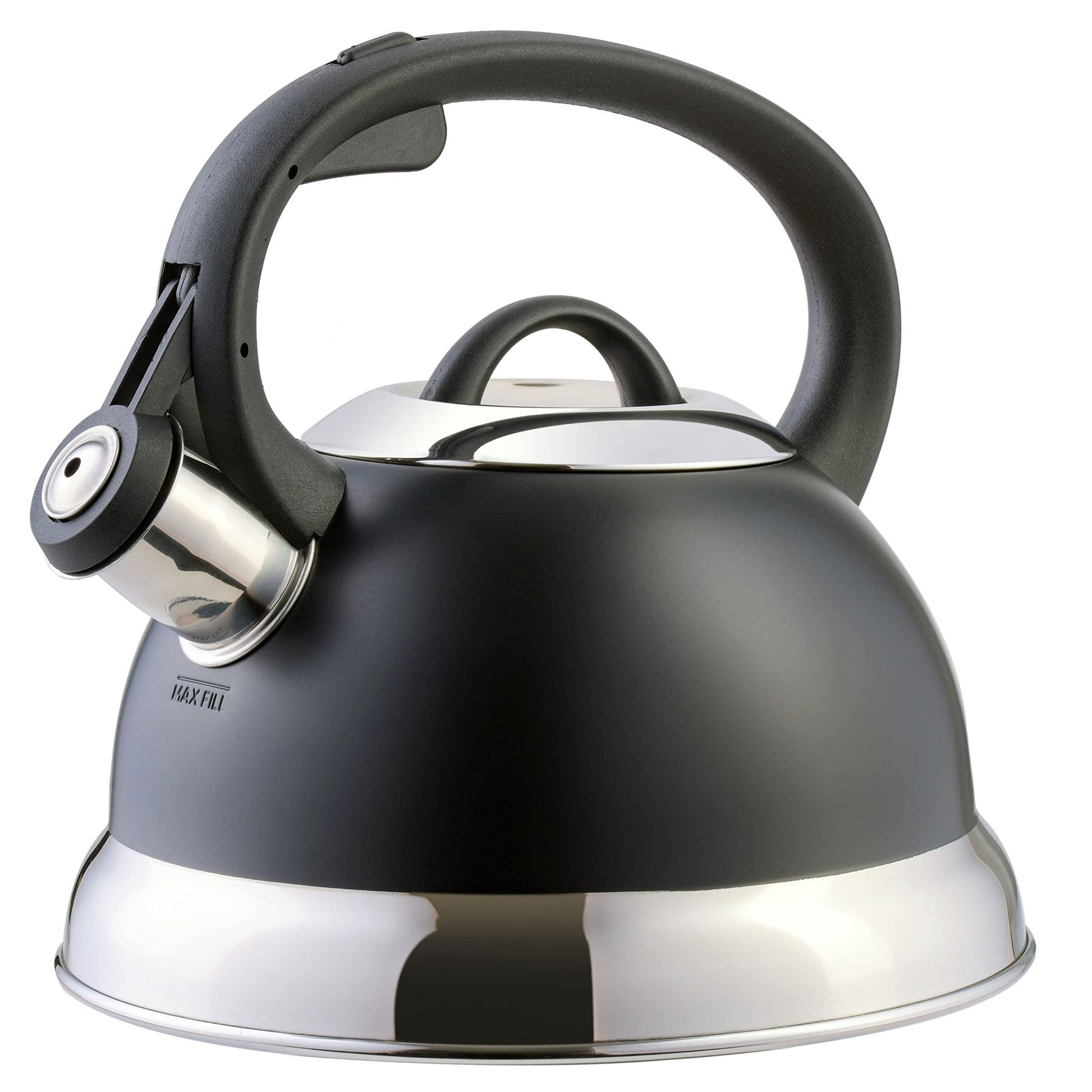 Buy now Mr. Coffee Flintshire 1.75-Quart Stainless Steel Whistling Tea Kettle – Brushed Satin Finish Stove-Top Kettle for Boiling Water 1.8 Quarts Matte Black at indiglob india