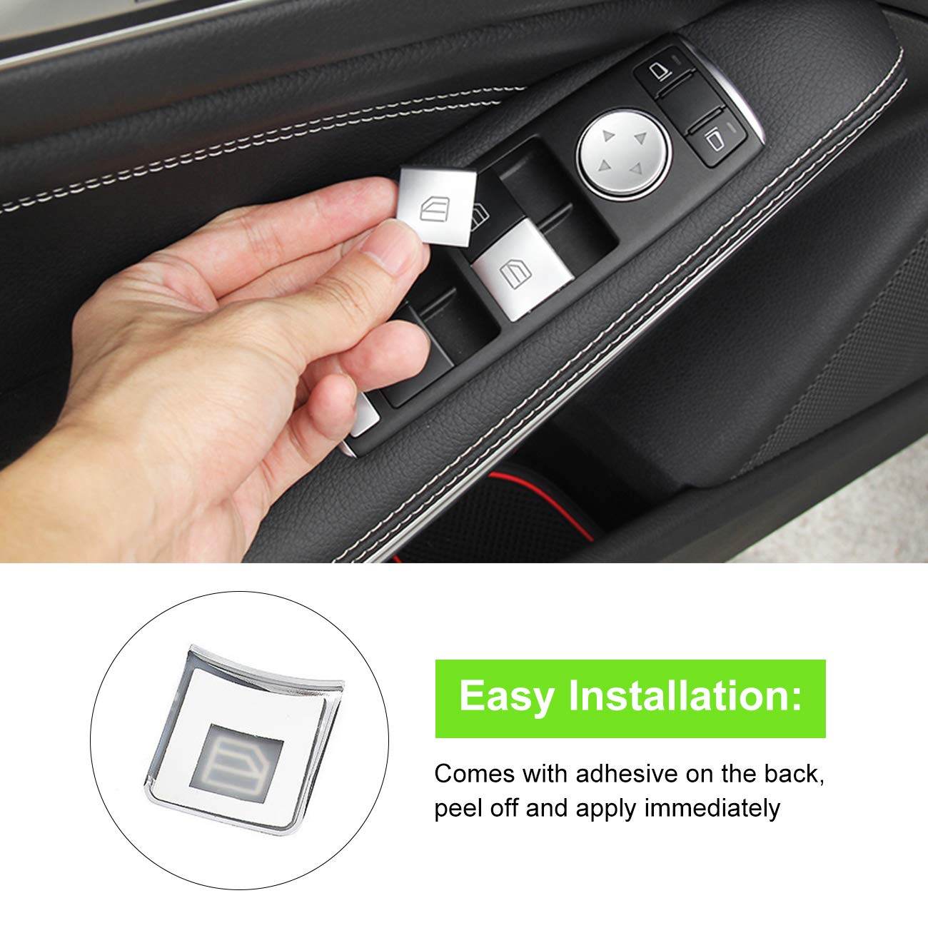 ALAVENTE Car Window Glass Lift Button Trim Cover Sticker for Mercedes Benz A/B/C(W204)/E(W212)/GLA/CLA/GLK/GL/ML/GLE Class (14 Pcs) - My Store