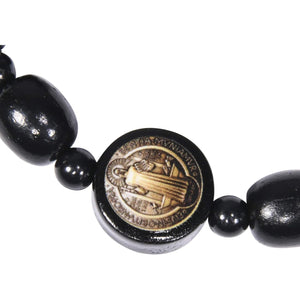 Catholica Shop - Catholic Religious Wear Elasticated Saint Benedict Bracelet Wooden Beads Decade Rosary Stretchable Bracelet for Men and Women