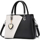 Womens Leather Handbags Purse Top-handle Bags Contrast Color Stitching Totes Satchel Shoulder Bag for Ladies