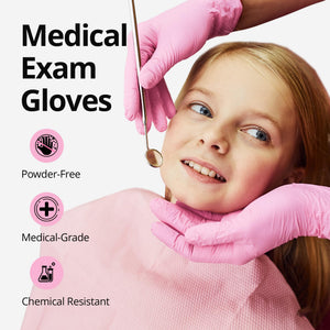 Buy now Pink Nitrile Gloves, 3-mil, Industrial Gloves Disposable Latex Free, for Cleaning & Esthetician, Rubber Powder-Free, 100-ct Box (Small) at indiglob india
