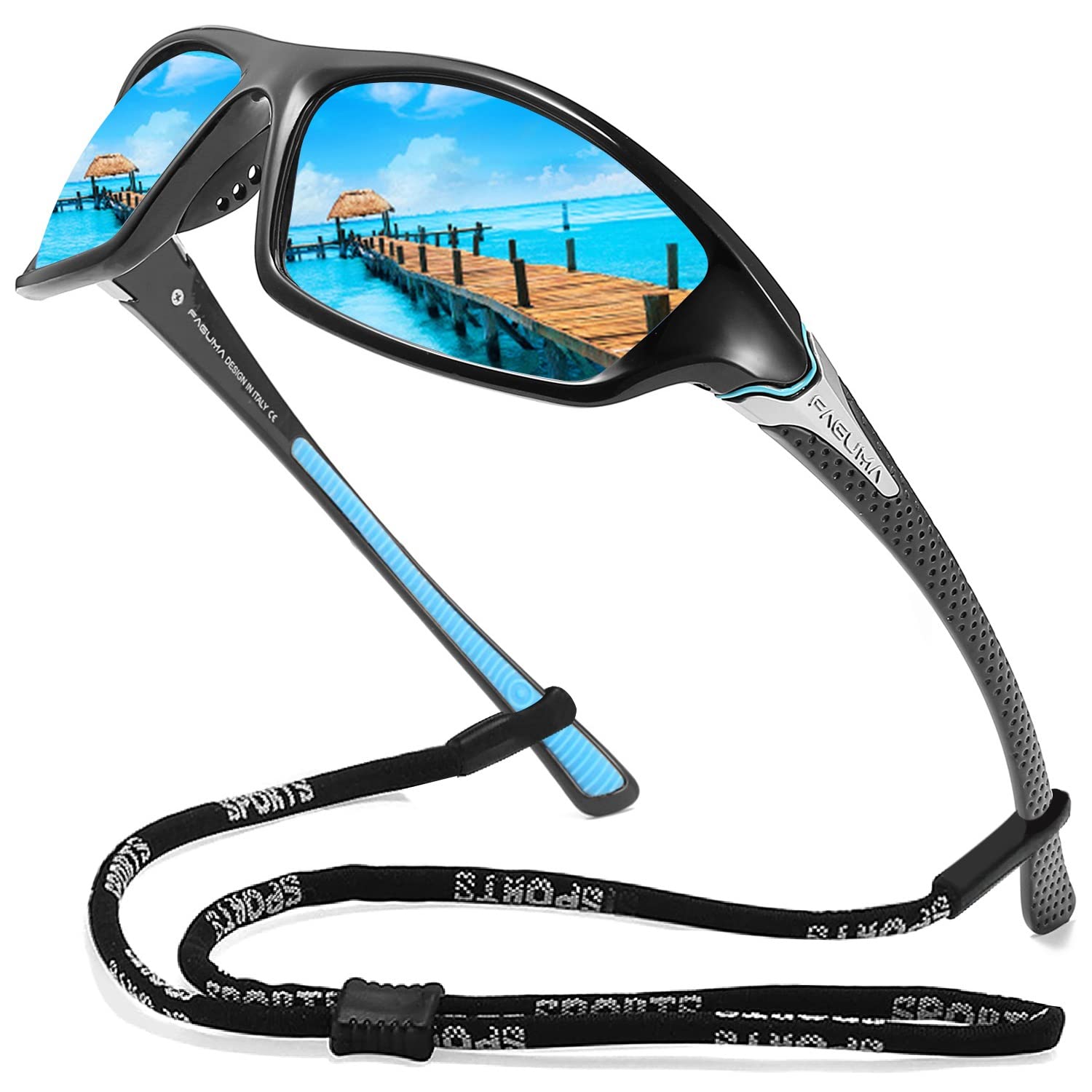 Buy now FAGUMA Sports Polarized Sunglasses For Men Cycling Driving Fishing UV400 Protection at indiglob india