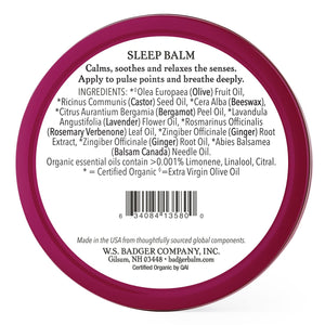 Badger - Natural Sleep Balm, Lavender & Bergamot, Relaxing and Calming Balm for Children and Adults, 2 oz