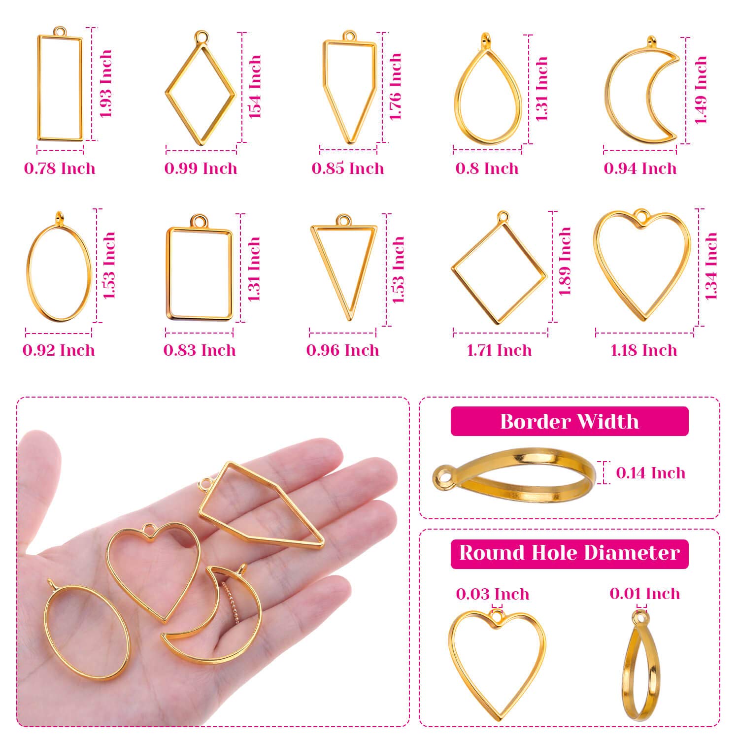Buy now Shynek 60Pcs Hollow Frame Pendants - Resin Craft Bezels Jewelry Molds for Necklaces and Earrings Making Supplies at indiglob india