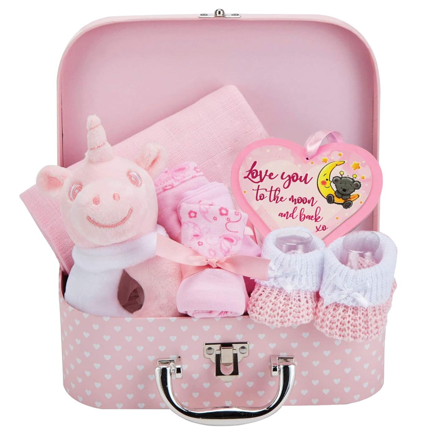 Buy now Baby Box Shop Baby Girl Gift Set - Pink Keepsake Box with 7 Essentials for Newborn Girl at indiglob india