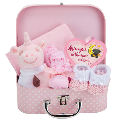 Buy now Baby Box Shop Baby Girl Gift Set - Pink Keepsake Box with 7 Essentials for Newborn Girl at indiglob india
