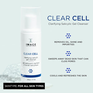 IMAGE Skincare, CLEAR CELL Salicylic Gel Cleanse, Gentle Foaming Face Wash Removes Excess Oil and Shine for Oily Prone Skin