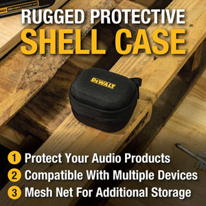 Buy now DEWALT Heavy Duty Protective Headphone Case for TWS Earbuds & Wearable Speaker, Compact Lightweight w/EVA Headphone Case Hard Shell, Shockproof, Water-Resistant, Soft Interior & Accessory Mesh Pocket at indiglob india
