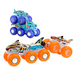 Buy now Hot Wheels Monster Trucks Multipack, 1:64 Scale Mega-Wrex & Tiger Shark Toy Trucks with Big Rigs in Matching Power Smashers Deco at indiglob india