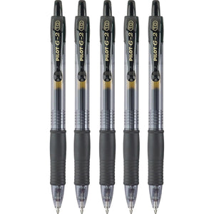 Pilot G2 Premium Gel Pens, Black Pens, Bold Point 1 mm, Pack of 5, Black