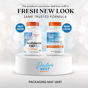 Doctor's Best Benfotiamine 150 with BenfoPure, Helps Maintain Glucose Metabolism, Non-GMO, Vegan, Gluten Free, Soy Free, 150 mg, 360 Veggie Caps