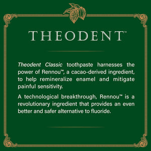 Theodent Classic with Rennou™: Fluoride-Free Theobromine Toothpaste for Proven Remineralization, Sensitivity Relief & Natural Whitening, Spearmint (3.4 Ounces, 96.4 Grams)