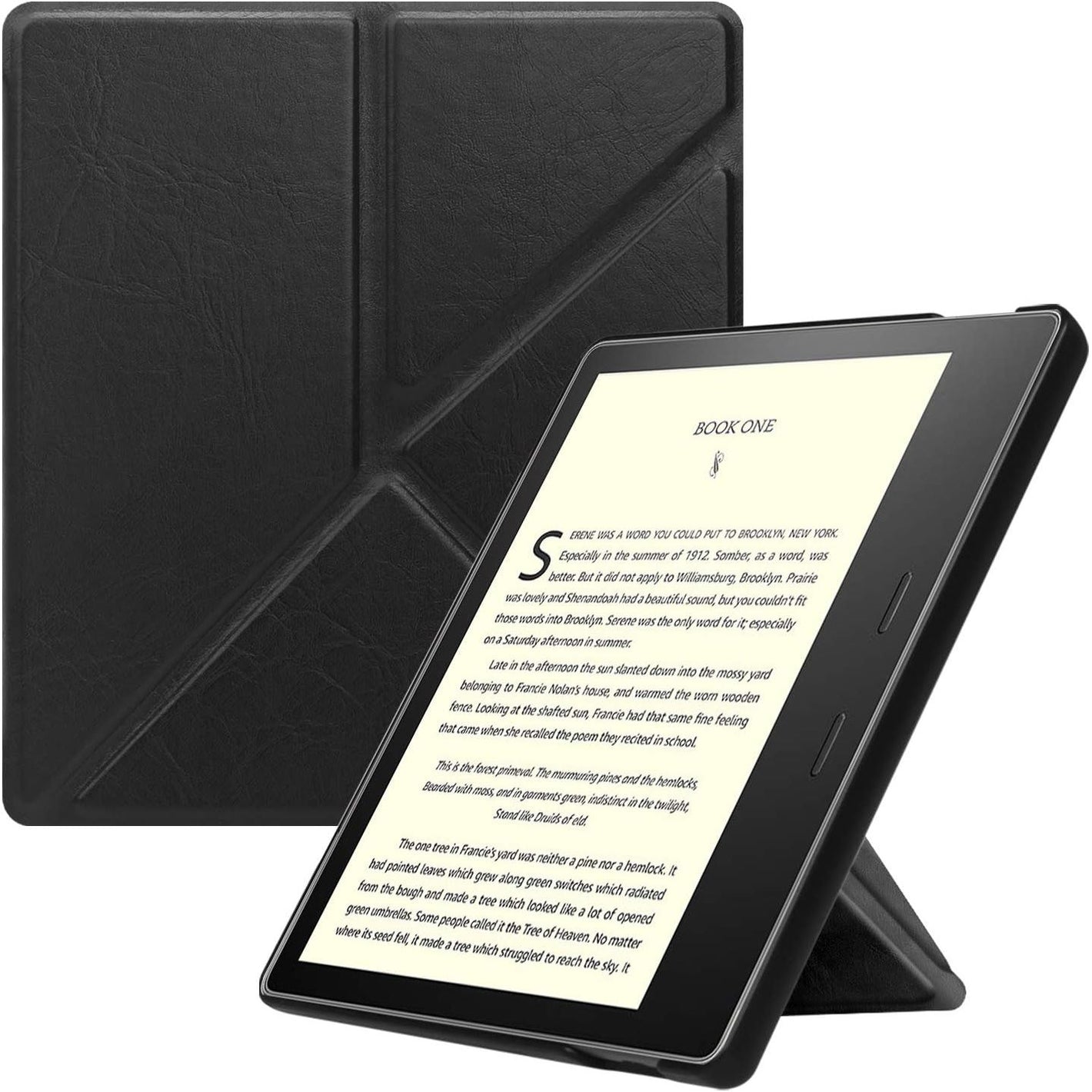 Fintie Origami Case for 7" Kindle Oasis (10th/9th Generation, 2019/2017 Release) - Slim Fit Stand Cover Support Hands Free Reading with Auto Wake Sleep, Black