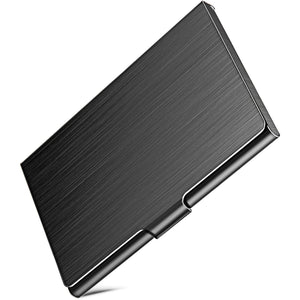 Slim Business Card Case for Men & Women, Pocket Metal Case, Professional Stainless Steel Business Card Holders, Purse Name Card Holder, Buckle Style Shut, Black