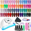 JODSONE Gel Nail Polish Kit with U V Light 32 Colors Gel Polish Nail + 4 Functional Adhesive Bottles Kit Soak Off Manicure Tools Gifts for Women - 32KIT-Color 7