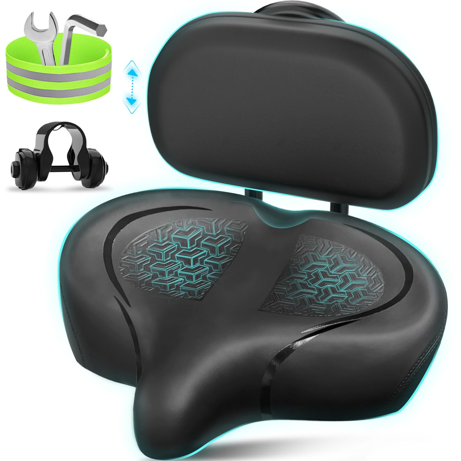 Buy now Bicycle Seat, Bike Seat for Women Men Extra Comfort Wide, Oversized Comfortable Seats Saddle for Peloton Bikes, Fit for Exercise Bikes, Electric Bikes, Mountain Bikes, Cruiser Bikes Backrest Black at indiglob india
