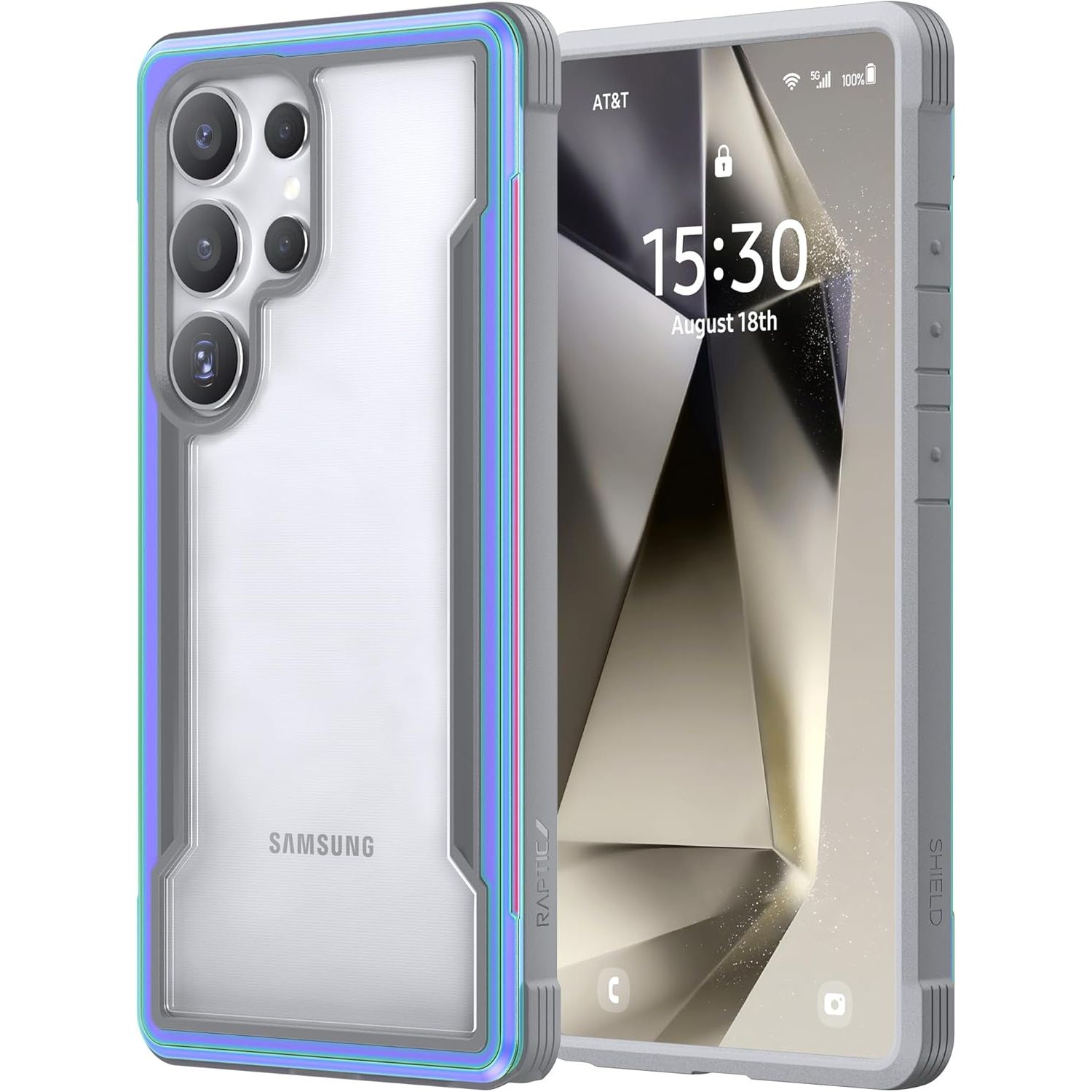 Buy now RAPTIC Shield Crystal Case for Samsung Galaxy S24 Ultra, [13FT Mil-Grade Drop Protection], [Not Yellowing Tech], Durable Anodized Shockproof Aluminum Frame Slim Samsung S24 Ultra Case, Iridescent S24 Ultra 6.8" Iridescent at indiglob india