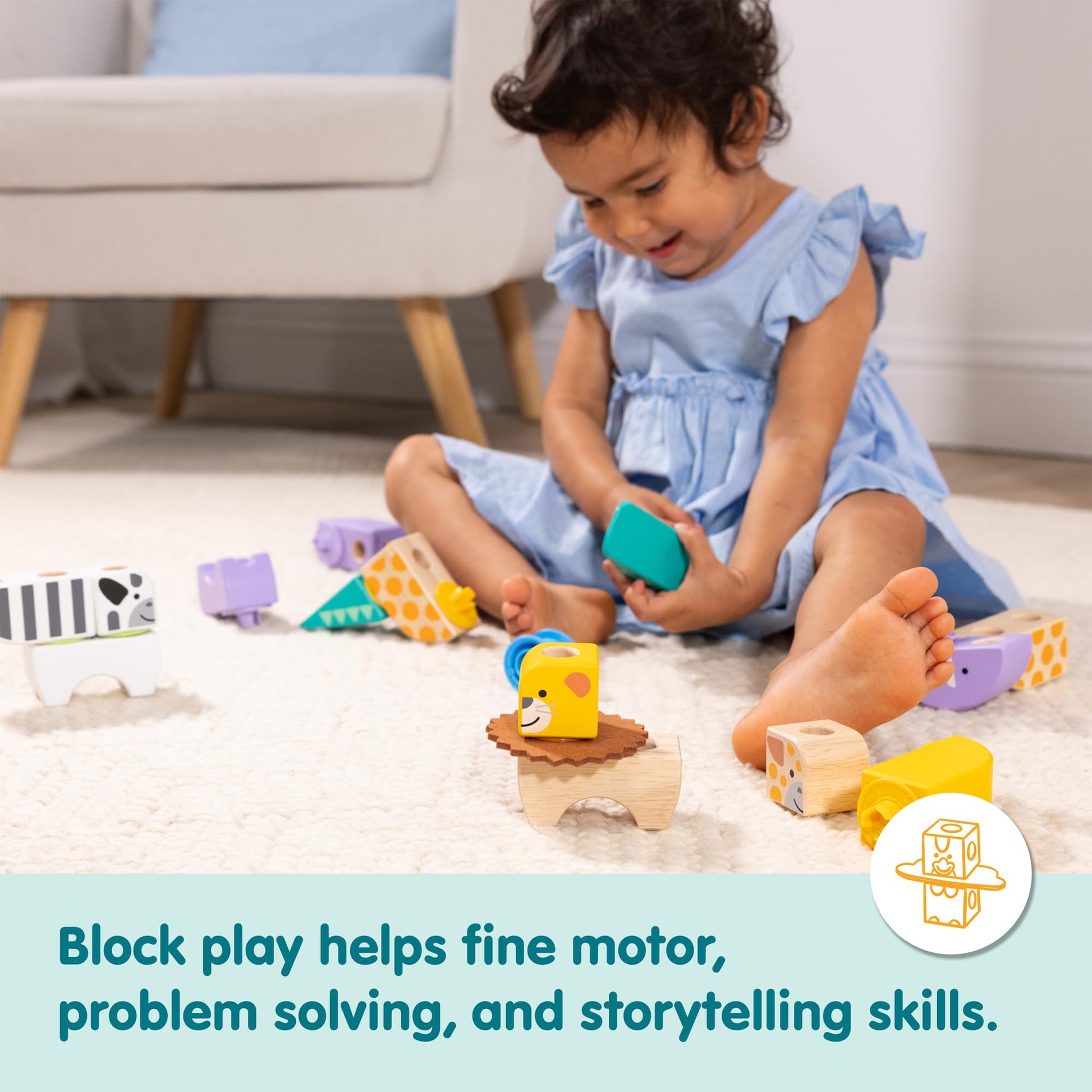 Buy now Melissa & Doug Blockables™ Safari Snap and Play, Mix and Match Connectable Wooden Building Blocks Play Set Toy for Preschool Boys and Girls (34 Pcs) at indiglob india