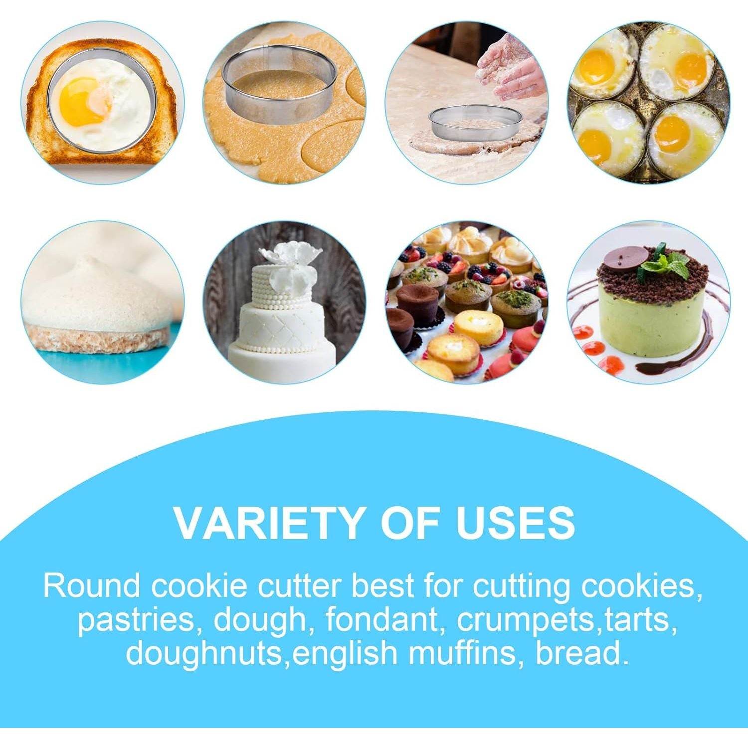 12 Pcs Donut Hole Cookie Biscuit Cutter Set for Baking, Graduated Doughnut Round Cookie Cutters, Metal Scone Circle Cookie Cutters for Frying, Biscuits Ring Molds for Cooking Cake(1-4.4 Inch) HAHAYOO - My Store