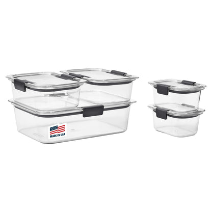 Buy now Rubbermaid Brilliance Food Storage Containers, Set of 5 (10 Pieces), BPA-Free, Leak-Proof, Clear at indiglob india