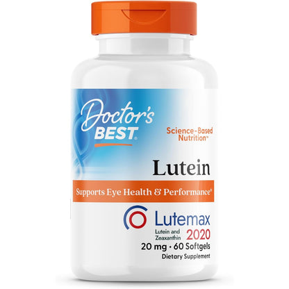 Doctors Best Lutein, Supports Eye Health & Performance, Non-GMO, Gluten Free, 20 mg, 60 Softgels
