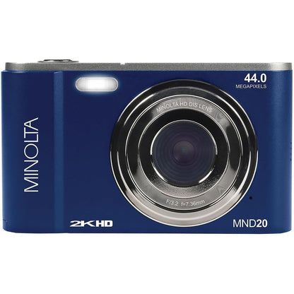 Minolta MND20 44MP Digital Camera – 2.7K Ultra HD Video, 16X Digital Zoom, Anti-Shake Stabilization, Time Lapse, Face Detection, 2.9-inch LCD Display – Lightweight Compact Camera (Black)
