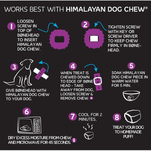 Himalayan Dog Chew Bonehead, Small Dog Chew Holder, Secures Yak Chews and Bully Sticks, Durable Nylon Dog Treat Holder, Safe Chew Toy for Puppies and Small Dogs, Safe Chewing Accessory, 1 Dog Toy
